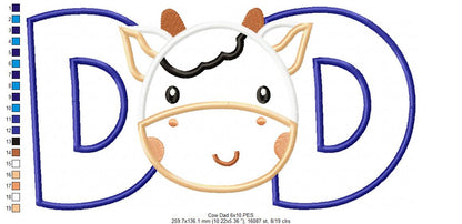 Sweet Cow Mom Dad Appliqué Set – Appliqué – Machine Embroidery Design