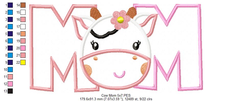 Sweet Cow Mom Dad Appliqué Set – Appliqué – Machine Embroidery Design