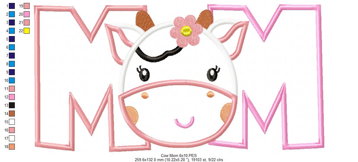Sweet Cow Mom Dad Appliqué Set – Appliqué – Machine Embroidery Design