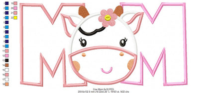 Sweet Cow Mom Dad Appliqué Set – Appliqué – Machine Embroidery Design