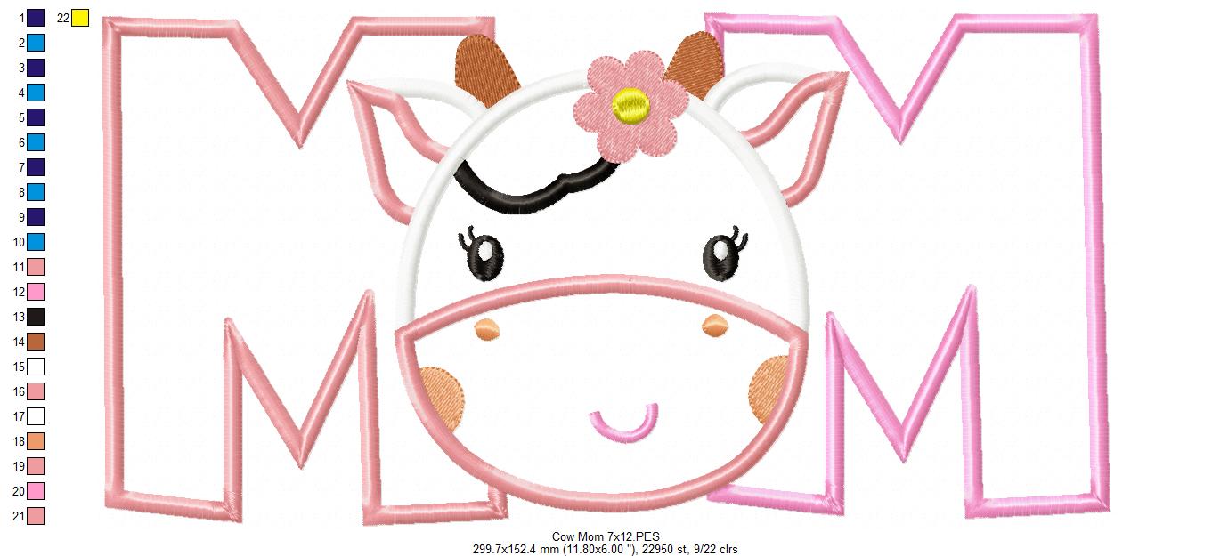 Sweet Cow Mom Dad Appliqué Set – Appliqué – Machine Embroidery Design