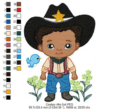 🤠 Adorable Afro Cowboy – Fill Stitch – Machine Embroidery Design