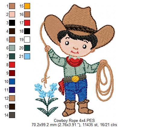 🤠 Cowboy Roper Boy – Fill Stitch – Machine Embroidery Design