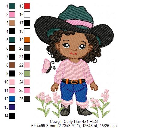 💖🤎 Rodeo Queen Afro Girl – Fill Stitch – Machine Embroidery Design