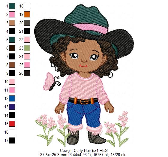 💖🤎 Rodeo Queen Afro Girl – Fill Stitch – Machine Embroidery Design