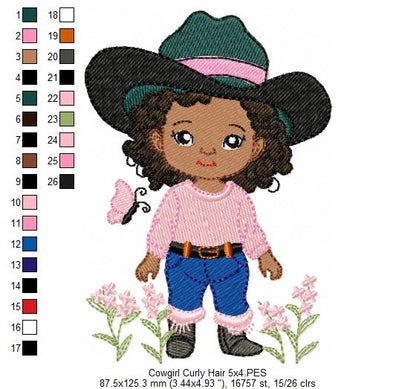 💖🤎 Rodeo Queen Afro Girl – Fill Stitch – Machine Embroidery Design