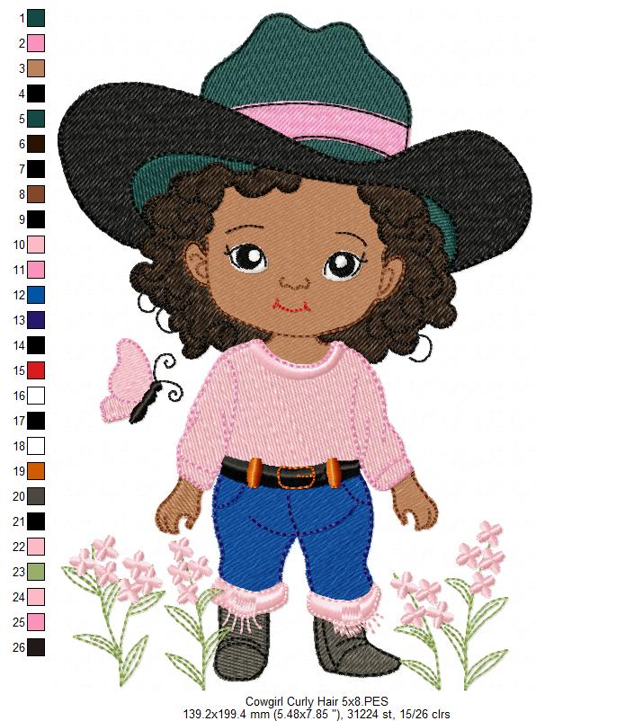 💖🤎 Rodeo Queen Afro Girl – Fill Stitch – Machine Embroidery Design