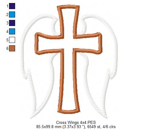 Cross and Wings - Applique Embroidery