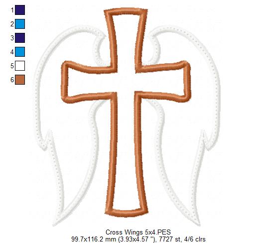 Cross and Wings - Applique Embroidery