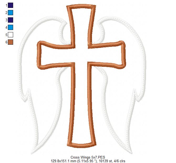 Cross and Wings - Applique Embroidery