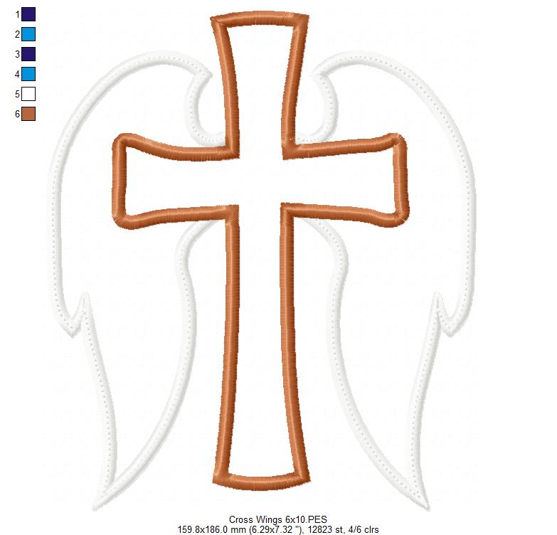 Cross and Wings - Applique Embroidery
