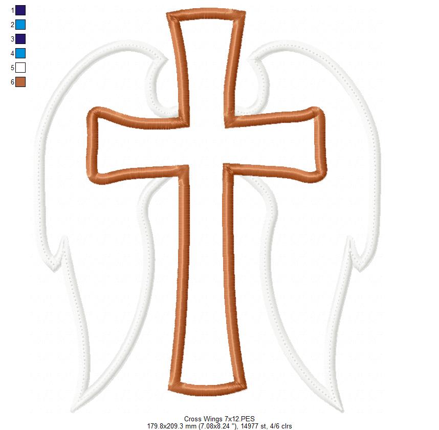 Cross and Wings - Applique Embroidery