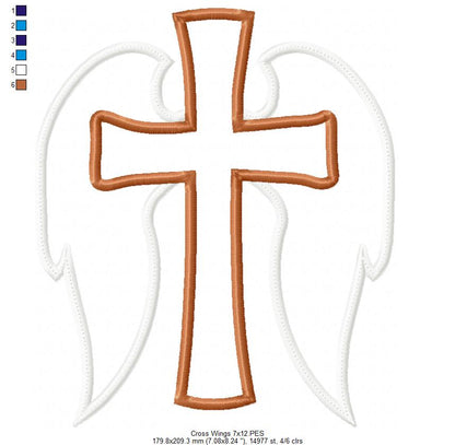 Cross and Wings - Applique Embroidery