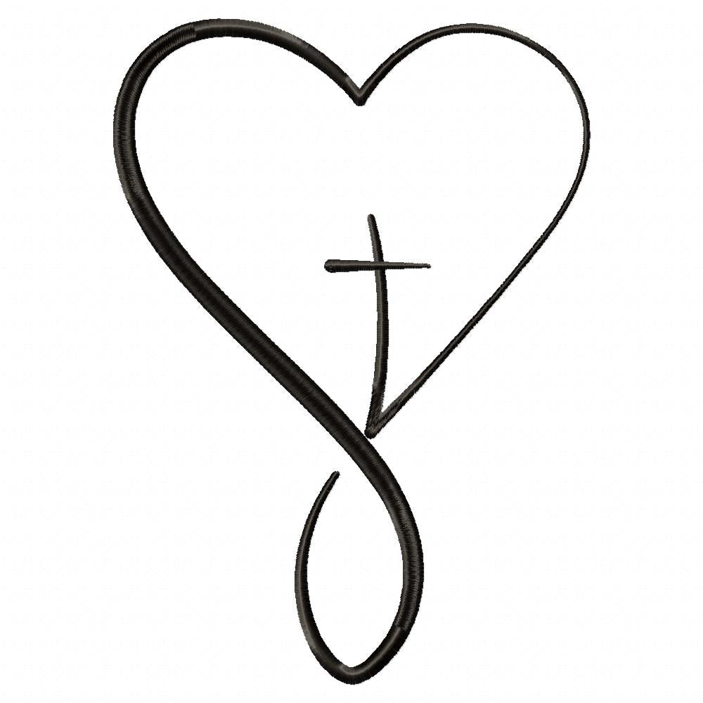 Cross with a Heart - Fill Stitch - Machine Embroidery Design