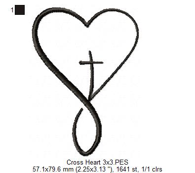 Cross with a Heart - Fill Stitch - Machine Embroidery Design