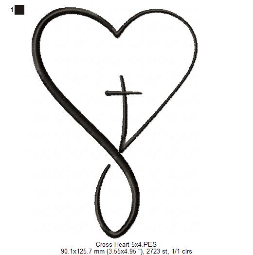 Cross with a Heart - Fill Stitch - Machine Embroidery Design