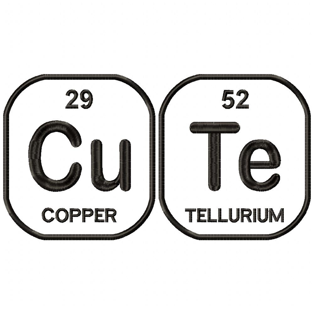 Cu Te Periodic Table - Applique - Machine Embroidery Design
