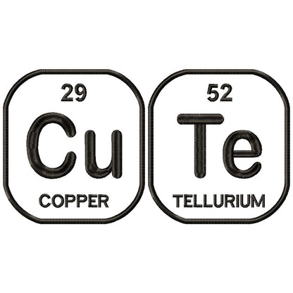 Cu Te Periodic Table - Applique - Machine Embroidery Design