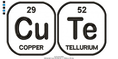 Cu Te Periodic Table - Applique - Machine Embroidery Design