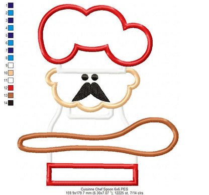 Cuisine Chef with Wood Spoon - Applique