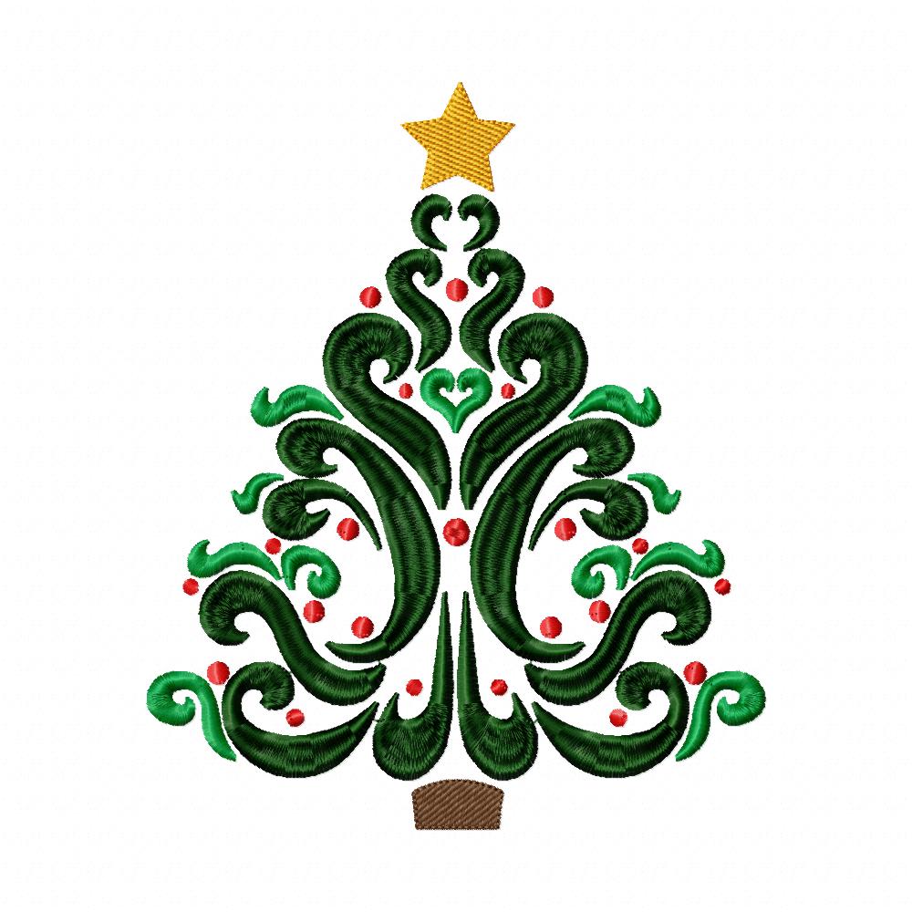 Curly Christmas Tree - Fill Stitch - Machine Embroidery Design