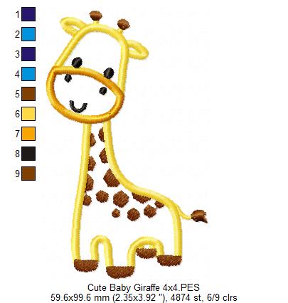 Safari Giraffe Boy - Applique - Machine Embroidery Design