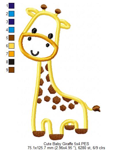 Safari Giraffe Boy - Applique - Machine Embroidery Design