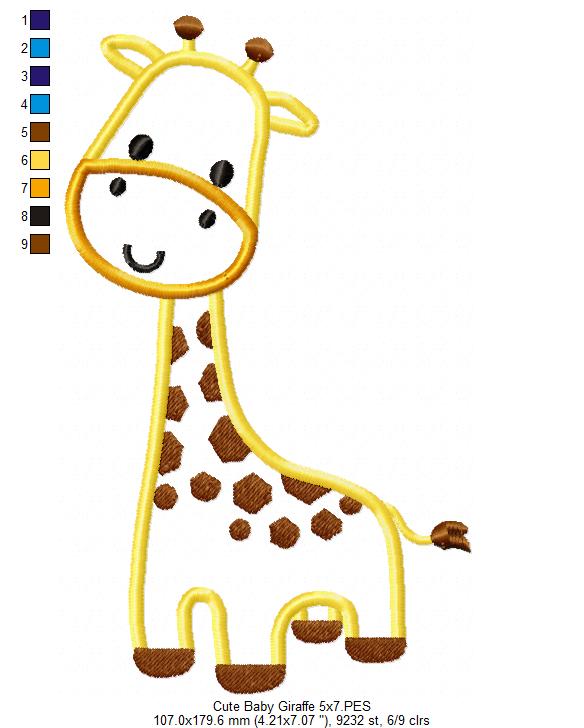 Safari Giraffe Boy - Applique - Machine Embroidery Design