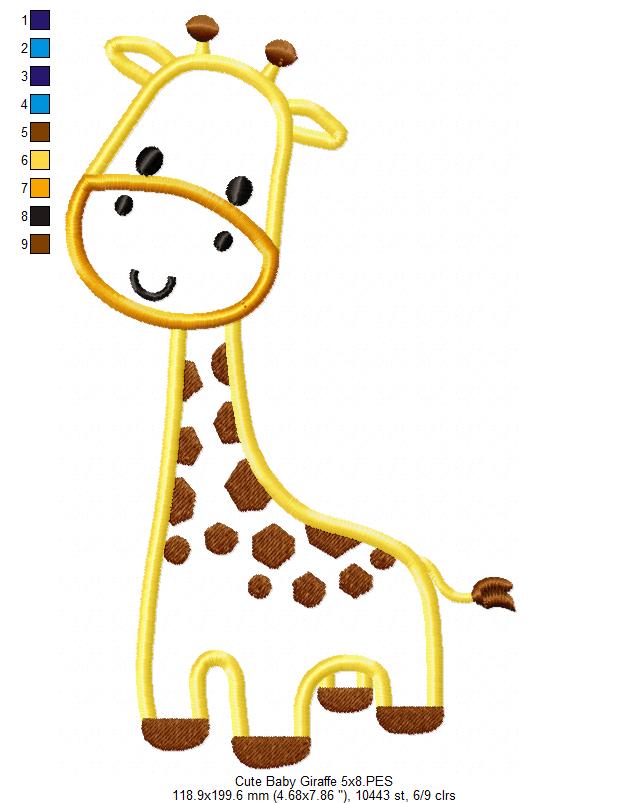 Safari Giraffe Boy - Applique - Machine Embroidery Design