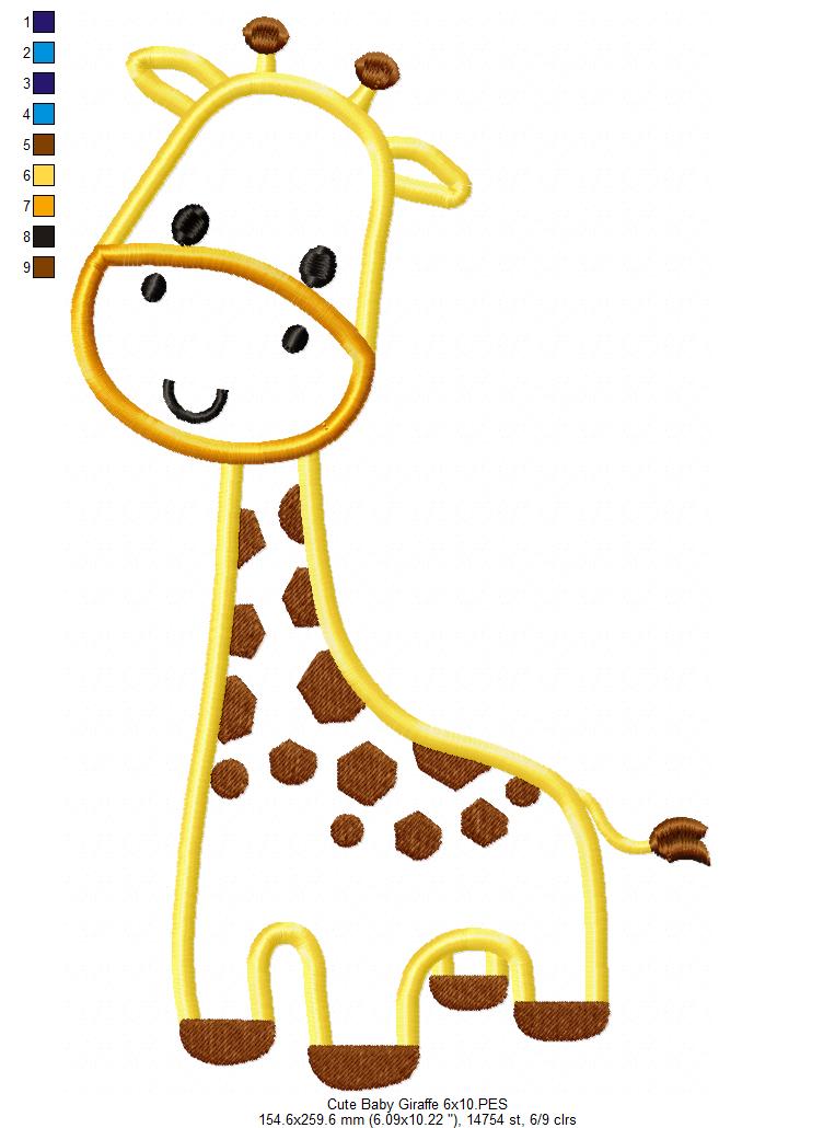 Safari Giraffe Boy - Applique - Machine Embroidery Design
