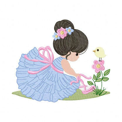 Cute Ballerina - Fill Stitch - Machine Embroidery Design