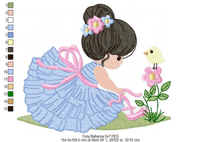 Cute Ballerina - Fill Stitch - Machine Embroidery Design