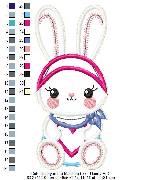 Bunny in the Machine Door Ornament - ITH Project - Machine Embroidery Design