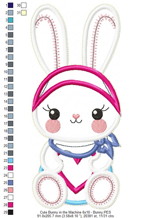 Bunny in the Machine Door Ornament - ITH Project - Machine Embroidery Design