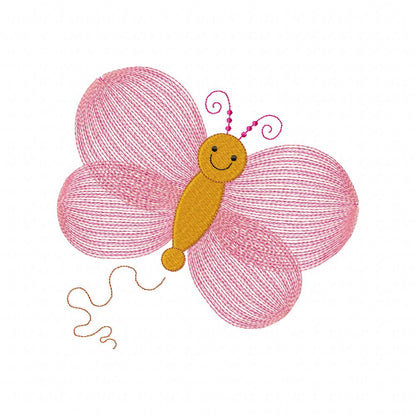 Cute Butterfly - Rippled Stitch - Machine Embroidery Design