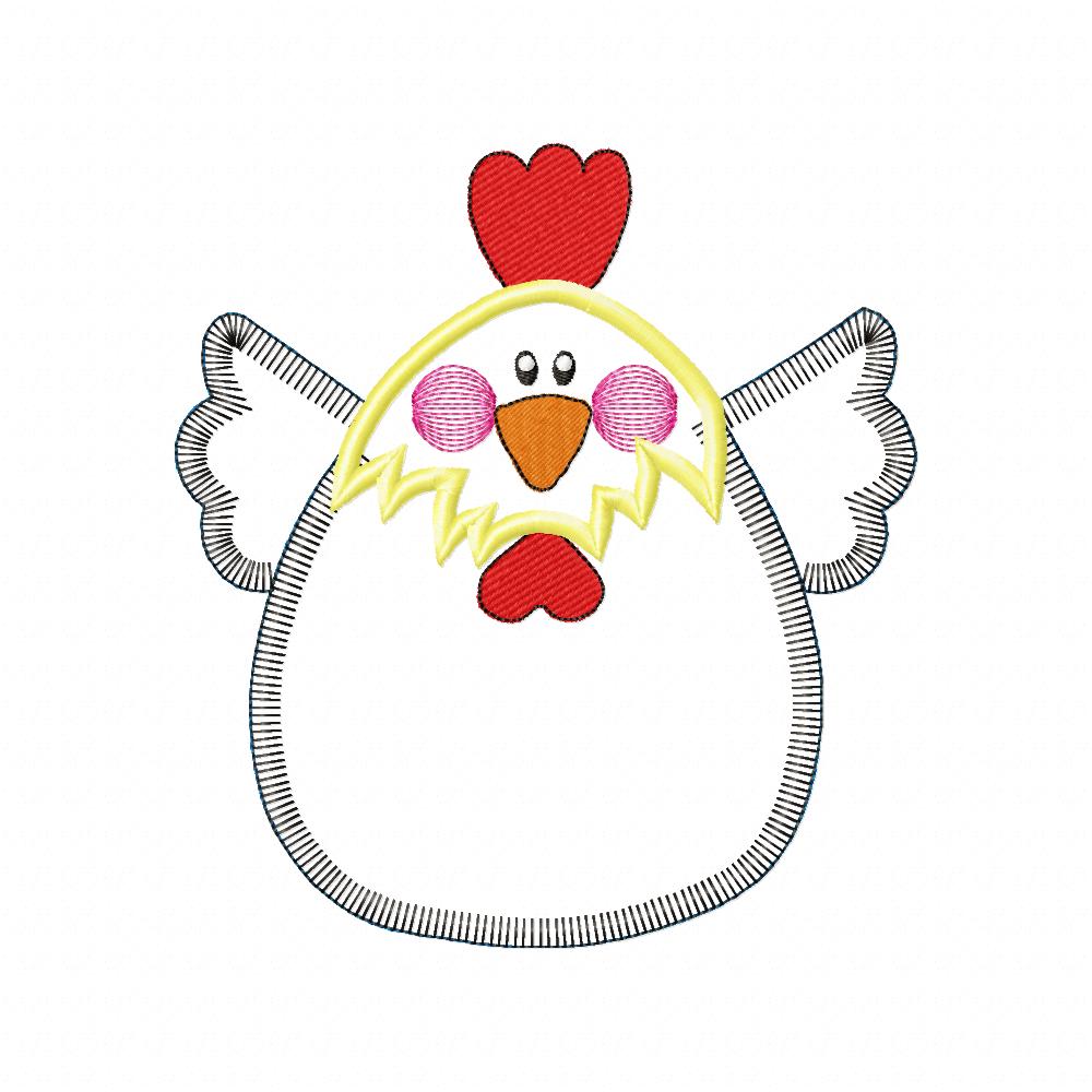 Cute Chicken - Applique - Machine Embroidery Design
