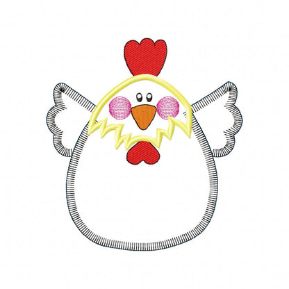 Cute Chicken - Applique - Machine Embroidery Design