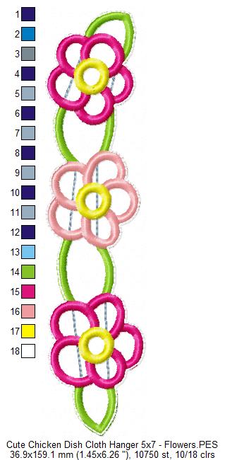 Cute Chicken with hat Dish Cloth Hanger - ITH Project - Machine Embroidery Design