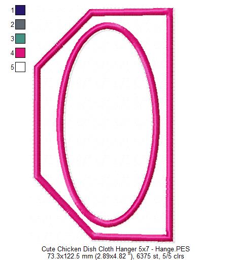 Cute Chicken with hat Dish Cloth Hanger - ITH Project - Machine Embroidery Design