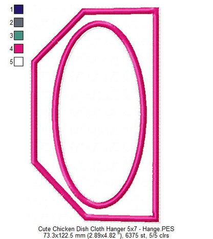 Cute Chicken with hat Dish Cloth Hanger - ITH Project - Machine Embroidery Design