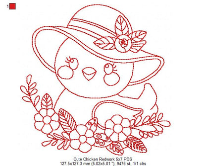 Cute Chicken with hat Dish Cloth Hanger - ITH Project - Machine Embroidery Design