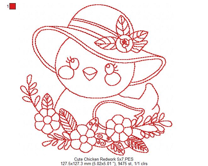 Cute Chicken with hat Dish Cloth Hanger - ITH Project - Machine Embroidery Design