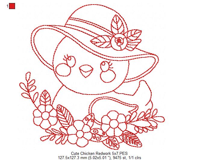 Chicken with hat Kitchen Ornaments Set - ITH Project - Machine Embroidery Design