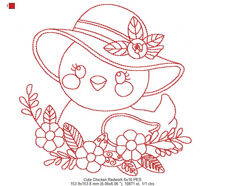 Cute Chicken with hat Dish Cloth Hanger - ITH Project - Machine Embroidery Design