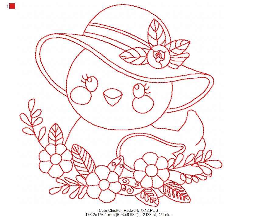 Cute Chicken with hat Dish Cloth Hanger - ITH Project - Machine Embroidery Design