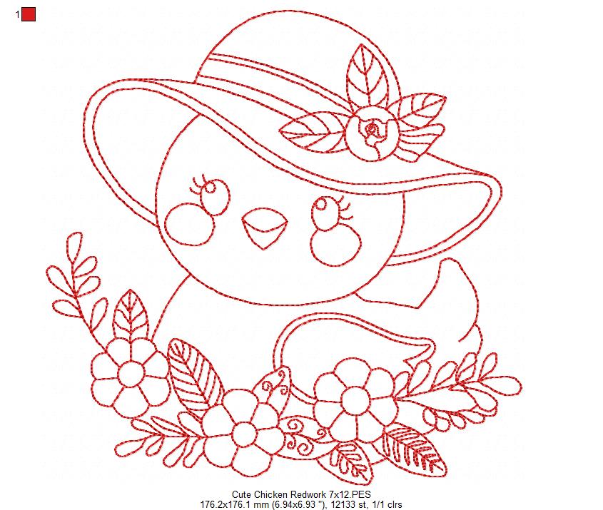 Chicken with hat Kitchen Ornaments Set - ITH Project - Machine Embroidery Design