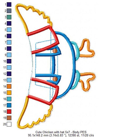 Little Chicken with Hat Ornament - ITH Project - Machine Embroidery Design