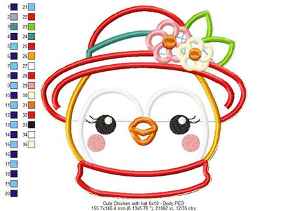 Little Chicken with Hat Ornament - ITH Project - Machine Embroidery Design