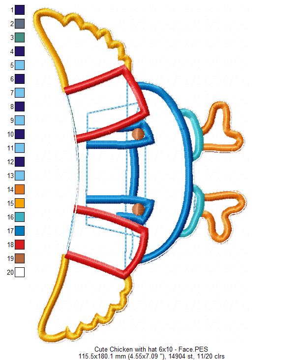 Little Chicken with Hat Ornament - ITH Project - Machine Embroidery Design