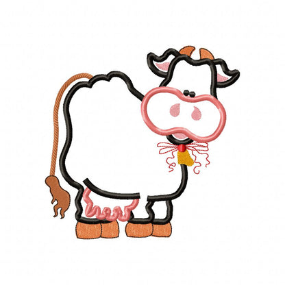 Cute Cow  - Applique - Machine Embroidery Design